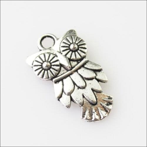 25 New Owl Birds Charms Tibetan Silver Tone Animal Pendants 11x19mm