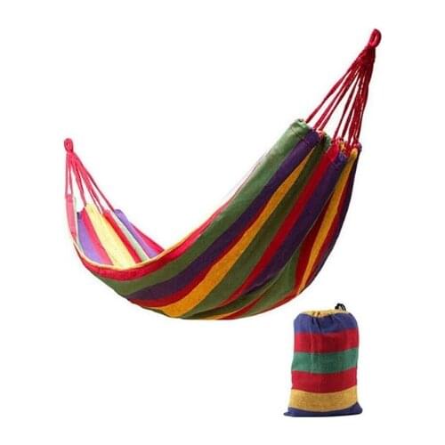Portable Canvas Hammock Travelling Outdoor Picnic Wooden Swing Chair Camping Hanging Bed Garden Furniture with Backpack