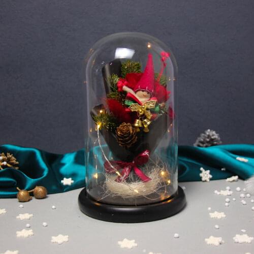 15*25cm Big Size Glass Dome Vase Home Decoration Black Base Transparent Cover DIY Friend Favor Gift Wedding Live Prop