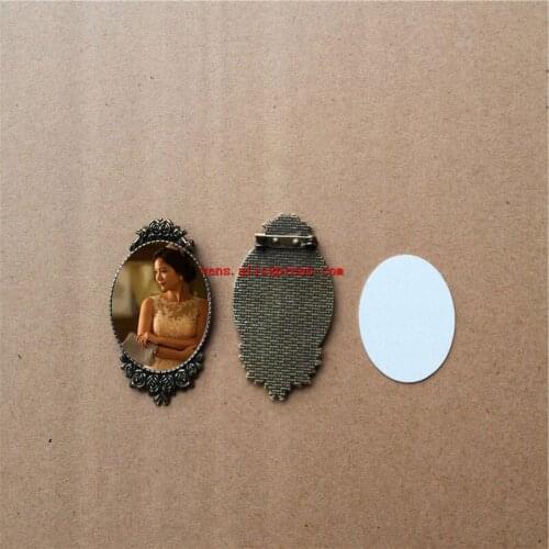 Sublimation blank pins Ancient silver jewelry fashion retro vintage brooch pin for heat Transfer 30*40mm 20pieces/lot