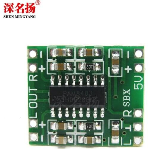 Ultra Small Digital Power Amplifier Board 2*3W D Class PAM8403 Power Amplifier Board 2.5 to 5V High Efficiency, USB Power Supply