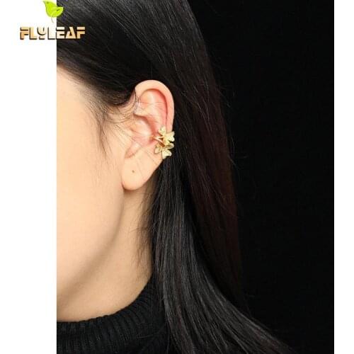 Light Luxury 18k Gold Clover Clip On Earrings For Women 925 Sterling Silver Female Student Handmade Fashion Jewelry 2021 New