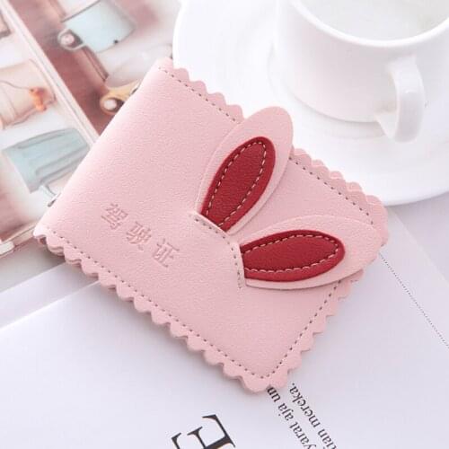 Cute Rabbit Ultra Thin Auto Driver License Bag PU Leather on Cover for Car Driving Documents ID Card Holder Purse Wallet Case