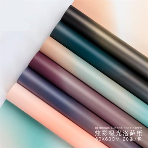 20pcs Nordic Aurora Fantasy Flower Wrapping Paper Sheets Creative Flower Shop Packaging Material Bouquet Paper