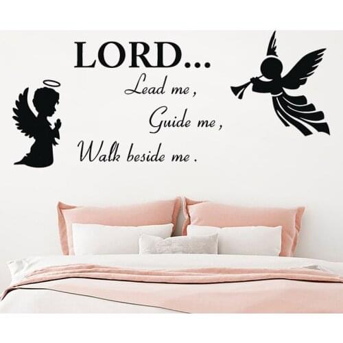 Religious God Vinyl Wall Stickers Quotes Lord Lead Me Guide Me Walk Beside Me Art Wall Decal Removable Home Decor Mural Z280