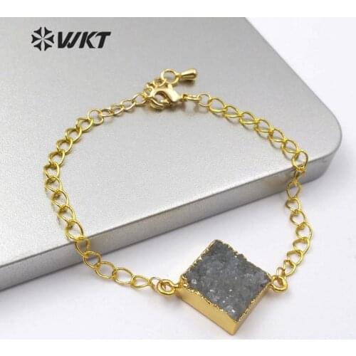 WT-B501 natural four color stone Bracelet quadrilateral shape adjustable Bracelet fashion gold Jeweley for ladies women
