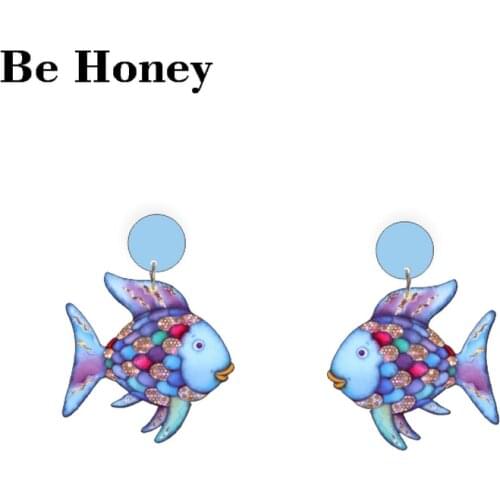 Acrylic laser jewelry Rainbow Gradient Goldfish Earring 2021 Woman Fashion Jewelry