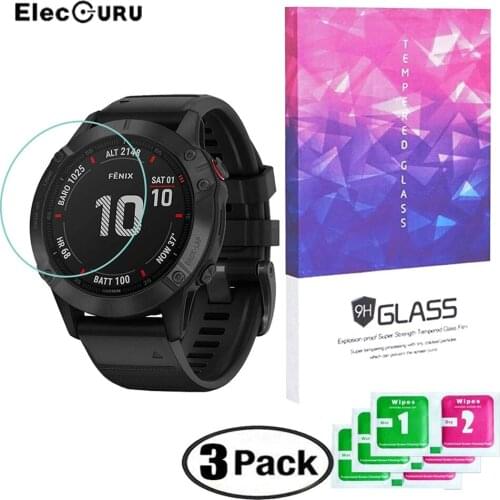3 Pack Tempered Glass Screen Protector for Garmin Fenix 6/6 Pro/6 Sapphire Smartwatch 9H 2.5D Anti Scratch Protective Glass Film