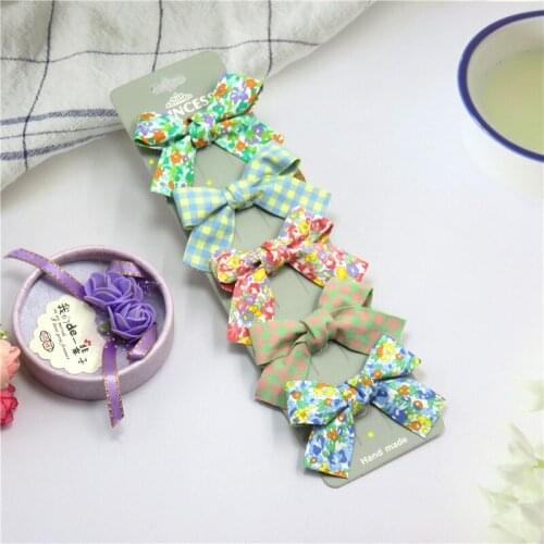 5PCS/Card Lovely Solid Flowers Girls Clips Bows Child Tie Knot Creativity Handmade Hairpins Fashion Hair Accessories For Kids