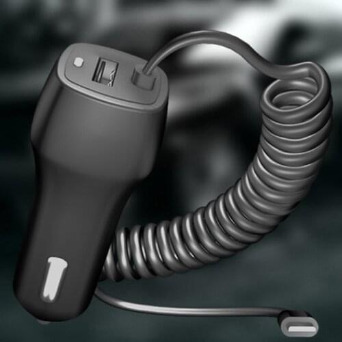 Mobile Phone Travel Charger Car Cigarette Lighter Socket Cellphone Charging Adapter Spring Cable
