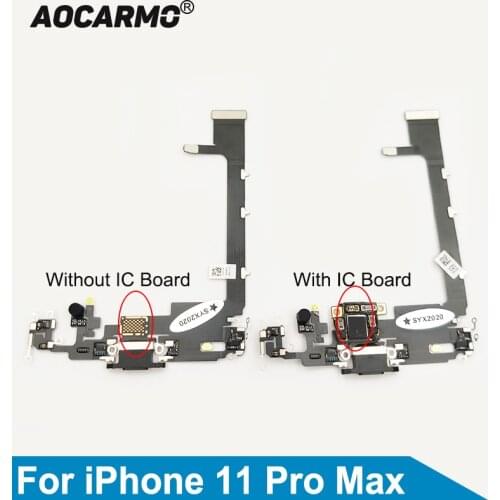 Aocarmo For iPhone 11 Pro Max USB Charging Port Charger Dock Connector Mic Microphone Headphone Jack Flex Cable With IC Board