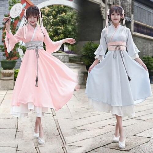 Women Hanfu Folk Dress Chinese National Dance Costume Traditional Stage Wear For Singers Festival Outfit Oriental Clothes DC1837