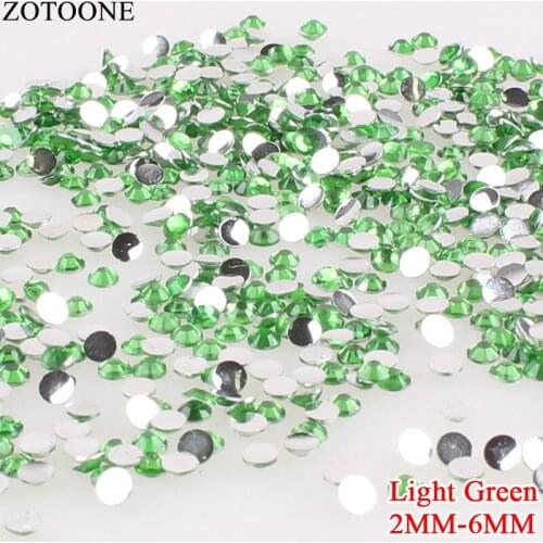 ZOTOONE 3D Light Green Resin Ground Non Hotfix Rhinestone For Clothes Shoes Applique Rhinestone Nail Art Decoration Strass E