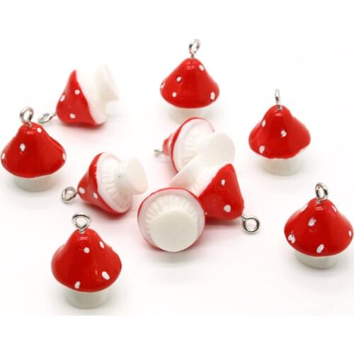 10pcs 3D Cute Mushroom Food Earring Resin Charms DIY Decoration Pendants For Necklace Keychains Bracelet Jewelry Accessory