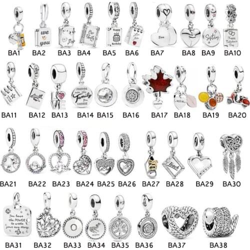 100% Real 925 Sterling Silver Round Charm Fit Original Bracelet Beads Fashion Jewelry Making