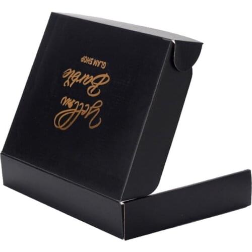 100PCS/lot Black Corrugated shipping boxes Packaging box with logo mailer box packaging Clothing hair wigs gift box