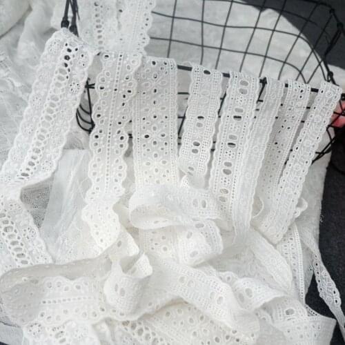 14 Yards Exquisite Flowers Cotton Embroidery Lace Trim Clothes Decoration Garment Material Needlework Sewing Accessories 294