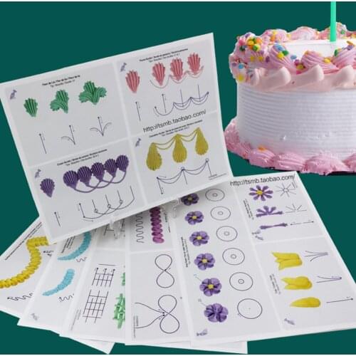 23pcs/set Cake Practice Template Board Piping Drawing DIY Paste Teaching Paper Decorating Fondant Decor Baking Cake Tools