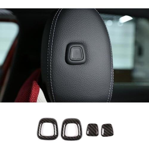 4pcs Carbon Fiber Style ABS Plastic Headrest Button Decoration Trim for Mercedes Benz A GLE Class W177 2019-20 Model Accessories