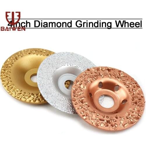 100mm Diamond Grinding Wheel Disc 4'' Cup Brazed Abrasive Disc for Stone Rubber Tire Grinding Polishing Tools 16mm & 22mm Arbor