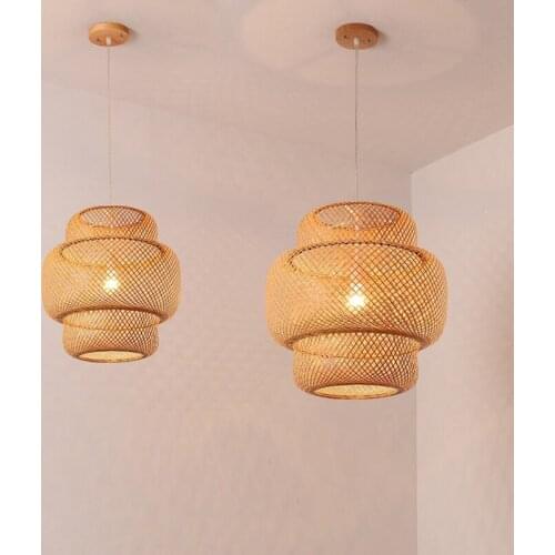 Japanese Southeast Asia Bamboo Home Art Decor Hanglamp Pendant Lamp Dining Light Modern Led Light Fixtures Living Room Luminaire