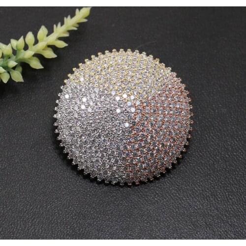 Vanifin Fashion Jewelry Exquisite Full Micro Distinct Round Brooch Pendant Dual Use for Wedding Party Sandblasting Popular Gift