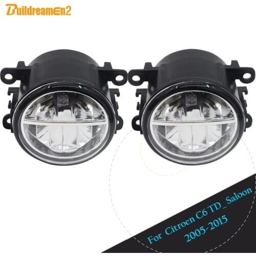 Buildreamen2 For Citroen C6 TD_ Saloon 2005-2015 Car LED Lamp Front Fog Light Daytime Running Light DRL White 12V Accessories