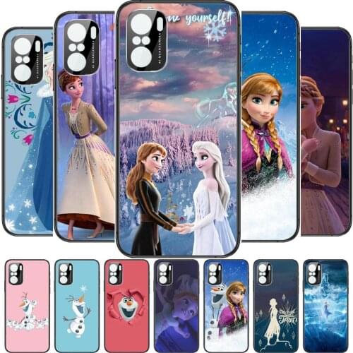 Elsa and Anna Frozen Disney Phone Case For xiaomi redmi POCO F1 F2 F3 X3 Pro M3 9C 10T Lite NFC Anime Black Cover Silicone Back