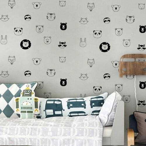 Lion Head Tiger Head Bear Head Fox Head Pvc Wall Sticker Vinyl Kids Room Home Decor Stickers Mural Wall Decal PW770
