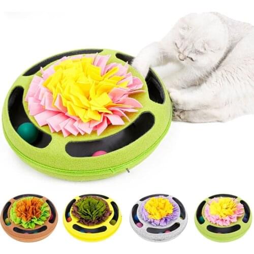Cat Toy Sniffing Training Mat Washable Puzzle Toys with interactive ball 2 in 1 musement Plate Tower Tracks Cat Toy Products