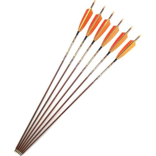 Inals Archery Arrows Spine 400 500 600 ID6.2mm Shaft 5 Inch Turkey Feather Vanes Points for Compound Recurve Long Bow