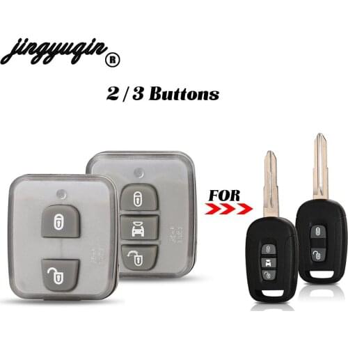 Jingyuqin 10pcs For Chevrolet Captiva Antara Cruze Opel Fob 2/3 Buttons Replacement Remote Car Key Cover Case Rubber Button Pad
