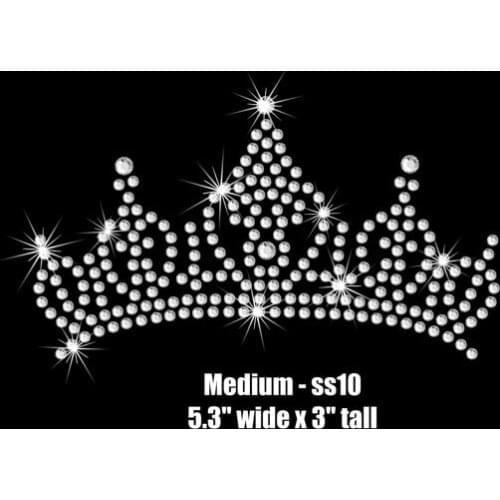 Crown iron on transfer applique bling crown hot fix rhinestone transfer motifs iron on applique patches for shirt