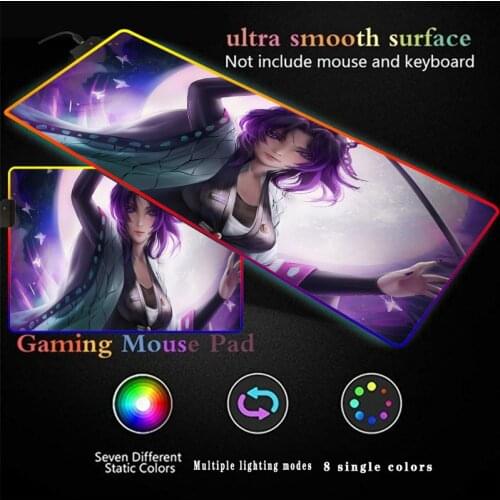 Anime Demon Slayer Kimetsu No Yaiba Butterfly Large Gaming RGB Mouse Pad USB Wired LED Big Backlight Computer Desk Mouse Mat