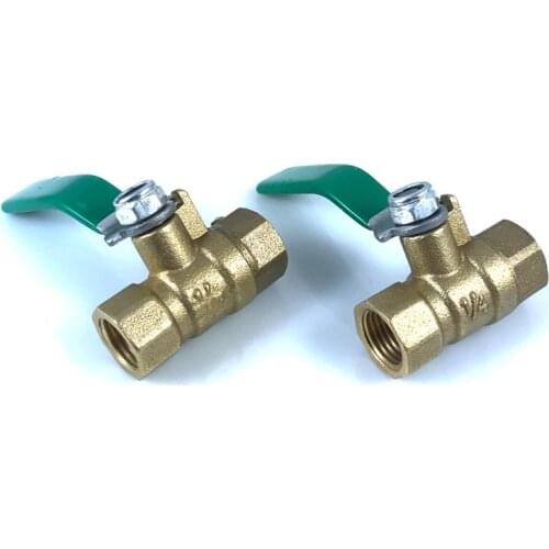 2pcs 1/4'' Ball Valve Brass Female/Female Thread Connector Water and Gas Tap with Handle