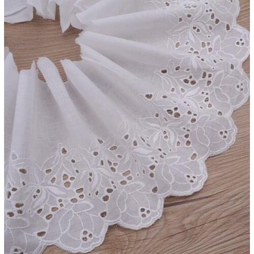1 Yard/lot 16cm Width Ivory Lace Fabrics 100% Cotton Lace Embroidered Cotton Cloth