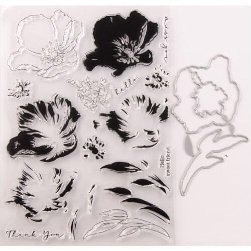 Overprint Flowers Metal Cutting Dies and Clear Stamps for Scrapbooking for DIY Card Making Cutting Crafts Stencil Dies