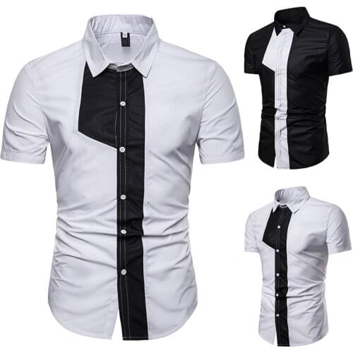 Mens Shirt Fashion Front Matching Mens Casual Short Sleeve Shirt