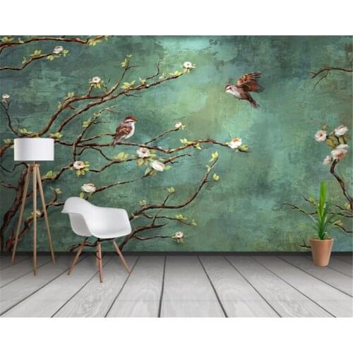 Beibehang Custom wallpaper 3d mural hand-painted painting flowers and birds fashion interior background decoration 3d wallpaper