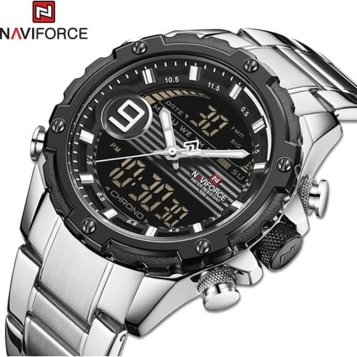 NAVIFORCE Dual Display Men Sports Watches Digital Chronograph Military Quartz Wrist watch Mens Luxury Business Waterproof Clock