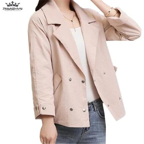 Tnlnzhyn 2019 New Spring Autumn Women Trench Coat Casual Long Sleeve Windbreaker Coat Women Slim Short Outerwear Y1063
