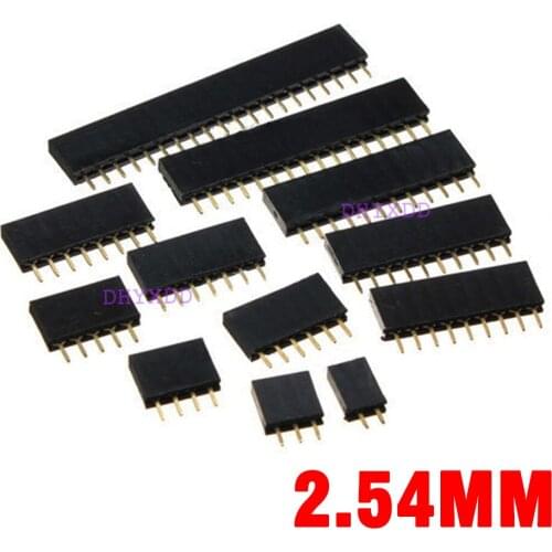10PCS 1X /2/3/4/5/6/8/10/40 PIN Single Row Straight FEMALE PIN HEADER 2.54MM PITCH Strip Connector Socket 3p/4p/6p/8p/20p/40p