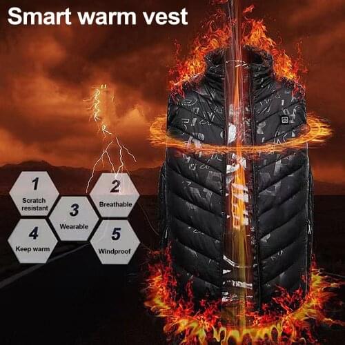 Smartly Heated Down Cotton Heating Vest In Winter Motorcycle Riding Warm Vest 3-speed Thermostat USB Charging Heating Vest