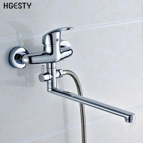 Bathroom Bathtub Faucet Shower Set 25cm/30cm Outlet Pipe Lengthen Rotating Faucet Wall Mounted Cold Hot Water Mixer Shower Head