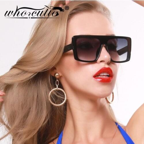 Oversized Sunglasses Women 2020 Brand Design Thick Frame Retro Stylish Chic Large Flat Top Shield Sun Glasses Shades Female S280