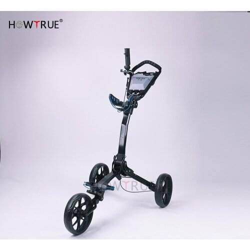 3 Wheel Golf Push Cart,Lightweight Foldable Golf Cart with Adjustable Push Handle and Scorecard, Swivel Foldable Golf Trolley