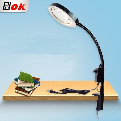 10X Magnifying Glass Lamp Adjustable Brightness Magnifier LED light for Electronic Maintenance Jewelry Identification Beauty