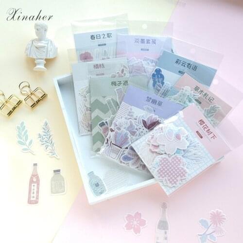 XINAHER 60pcs/bag spring plants clouds Diary paper sticker package DIY diary decoration sticker album scrapbooking
