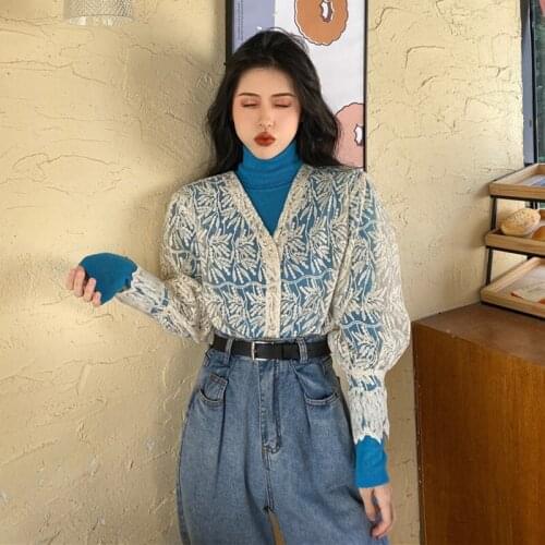 2021 Spring New Loose Fashion Chiffon Tops Elegant Lace Blouse Women Western Style Shirt Women Long Sleeve Base