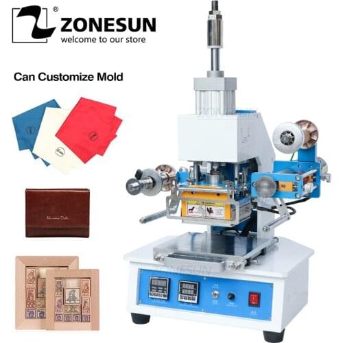 ZONESUN ZSP-890 Hot Stamping Machine Leather LOGO Creasing Embosser Pressure Words Machine LOGO Stampler Name Card Stamping